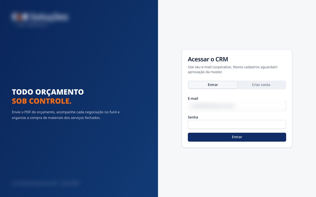 Tela de acesso de um CRM comercial desenvolvido pela ABP Data
