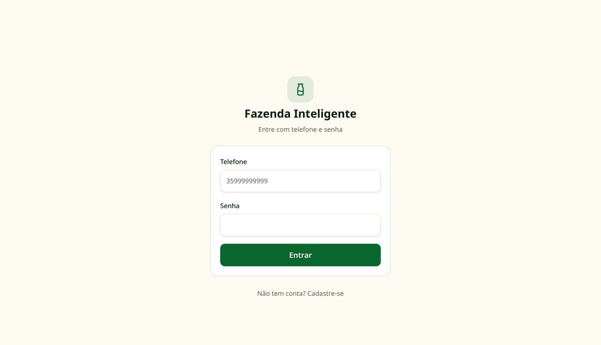 Tela de um aplicativo de gestão para pecuária leiteira